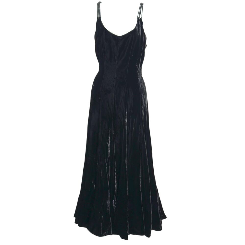 Giorgio Armani IT44 US8 Black Velvet Multi Strap Evening Dress Scoop Neck *flaw - Picture 2 of 15